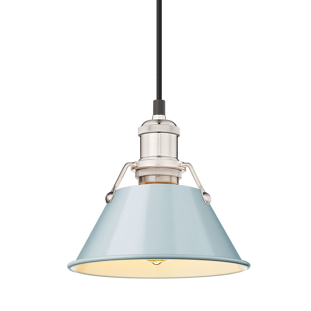 Golden Lighting 3306-S PW-SF Orwell PW Small Pendant in Pewter with Seafoam Shade Shade